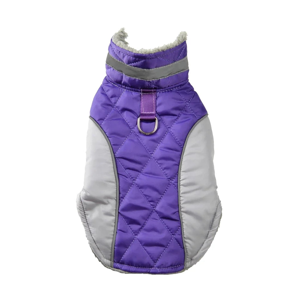 Pawzation Quilted Reflective Dog Vest – Waterproof Winter Jacket with Integrated D-Ring