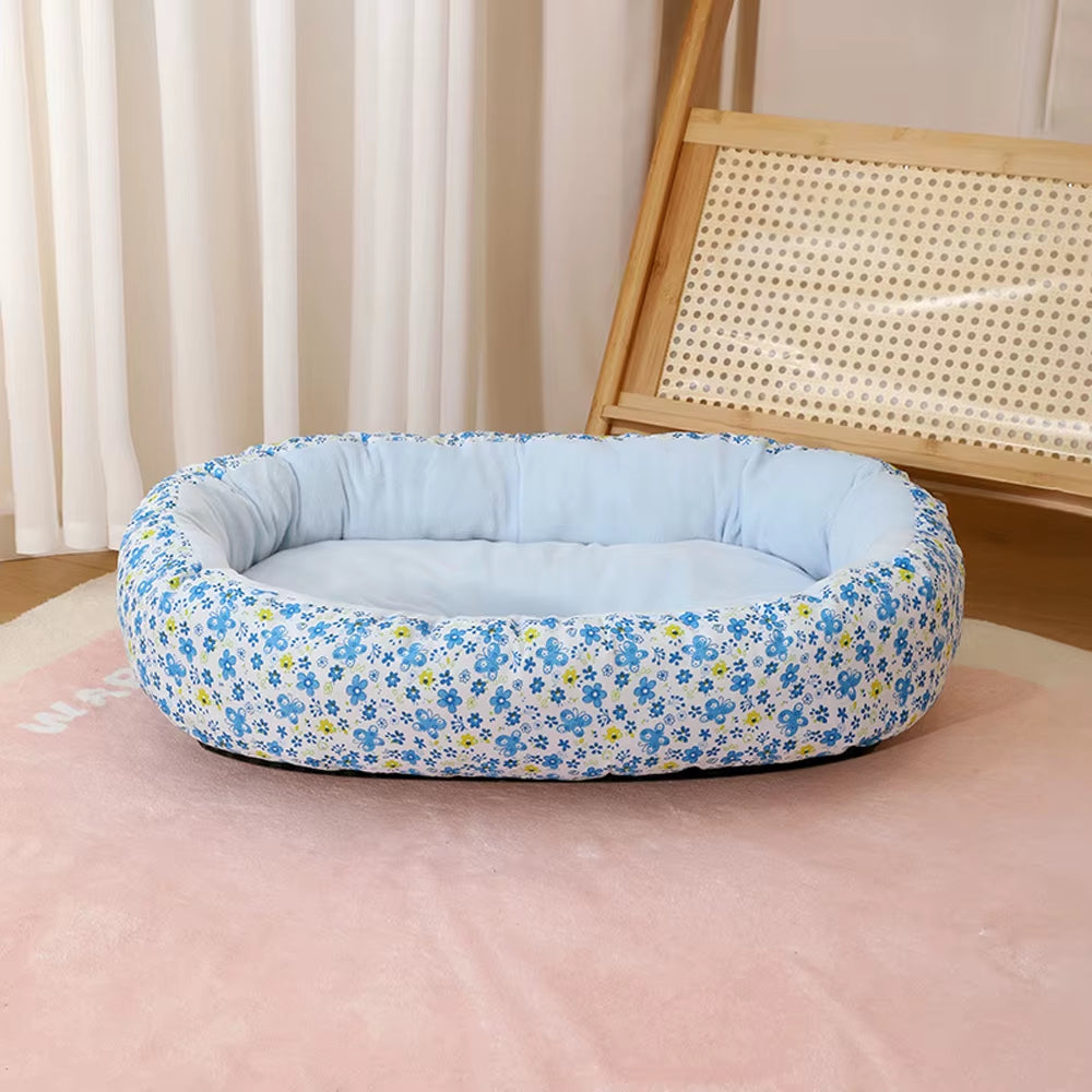 All Seasons Soft Medium Dog Bed House Flower Cute Small Cat Sofa Bed Comfortable Elastic Medium Cat Nest Kennel Accessories