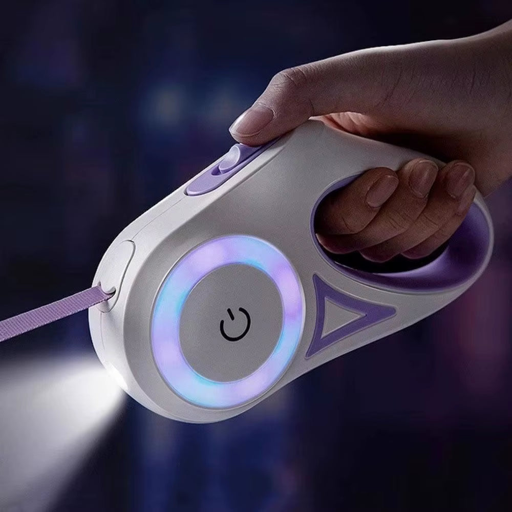 Nylon Retractable Dog Leash Non-Slip Handle 3 Meters Pet Traction Rope Anti-Escape with LED Flashlight Pet Walking Leads