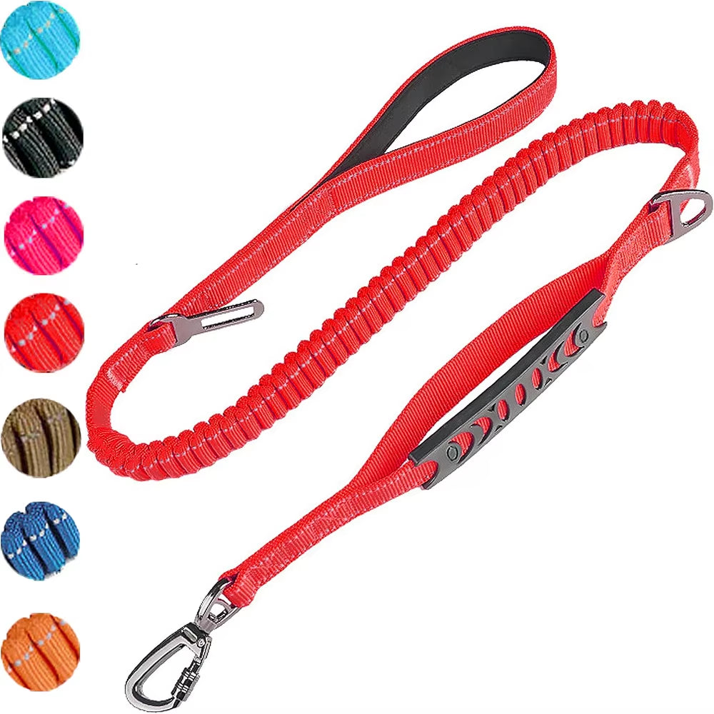Fashion&Cool Heavy Duty Dog Leash Especially Large Dogs，Reflective Dog Walking Training Shock Absorbing Bungee Car Seat Belt