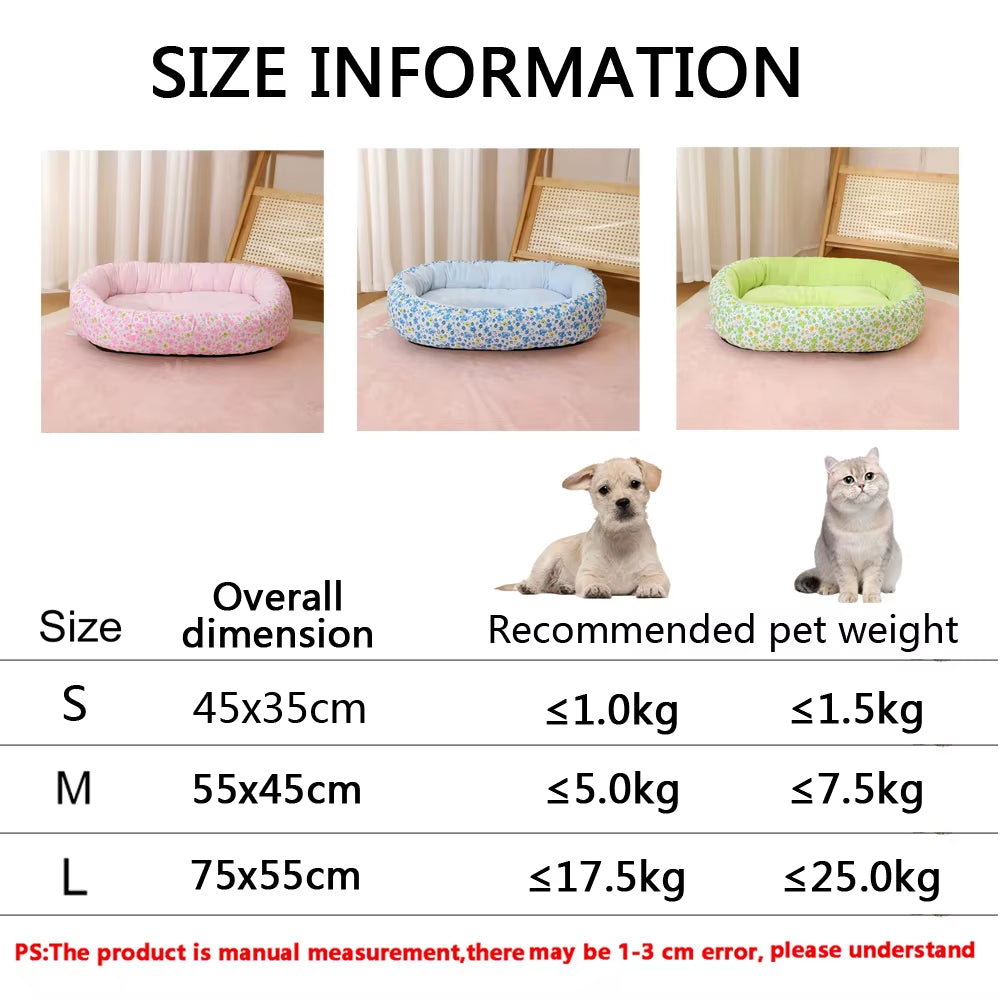 All Seasons Soft Medium Dog Bed House Flower Cute Small Cat Sofa Bed Comfortable Elastic Medium Cat Nest Kennel Accessories