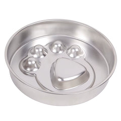 Pet Bone And Footprint Stainless Steel Feeding Bowl