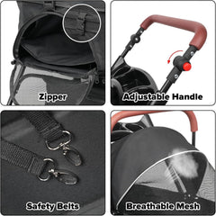 3 in 1 Folding Dog Stroller, Pet Stroller for Small/Medium Dogs, Cat Stroller W/