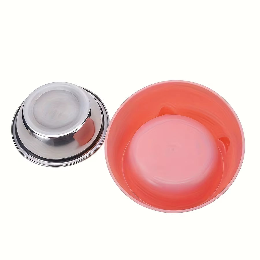 1Pc Elevated Stainless Steel Cat Bowl, Inclined Food & Water Dish with Cute Ear Stand, Neck Protection Design for Cats