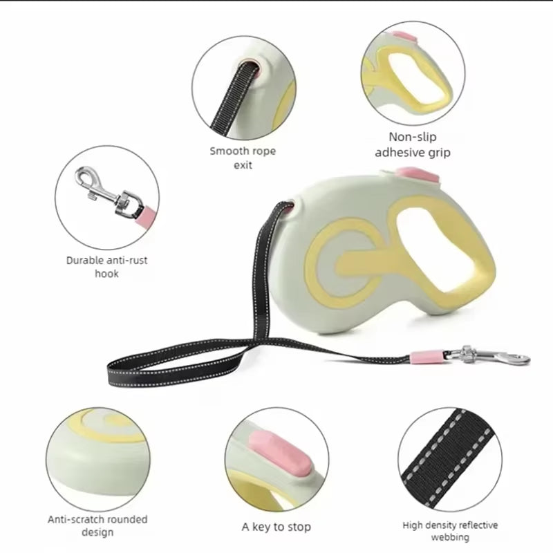 Durable Retractable Dog Leashes - 3M/5M Automatic Extending Traction Rope for Small to Medium Dogs