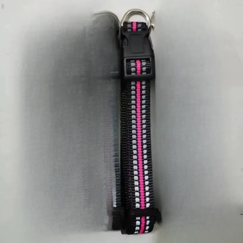Reflective Dog Collar for Small to Large Dogs - Adjustable Safety Nylon Puppy Collar - High-Visibility Sturdy Neck Collar for Night Walking