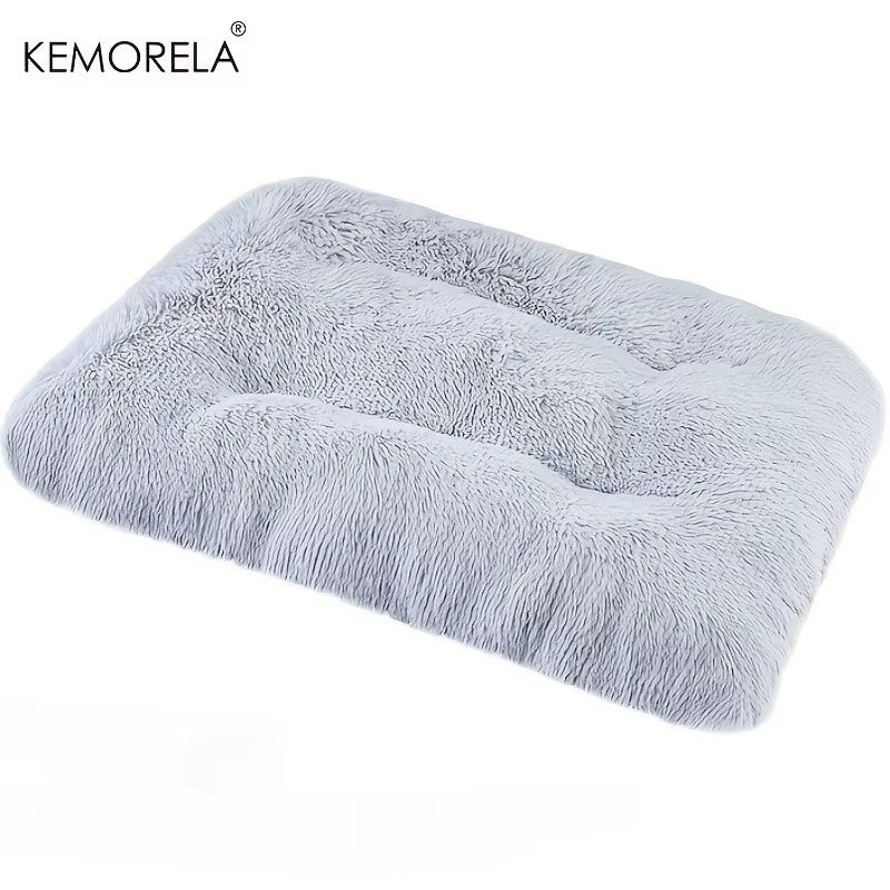 Luxury Large Dog Bed - Plush Fluffy Kennel Mat with Non-Slip Polyester Bottom Washable Durable