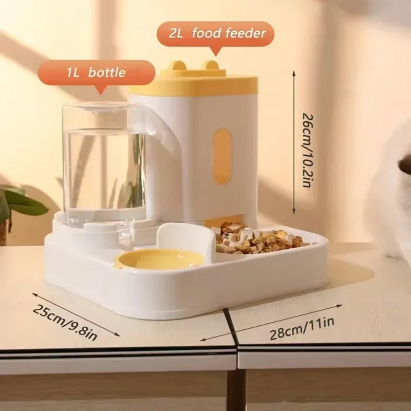 Automatic 2-in-1 Pet Feeder and Water Dispenser for Dogs and Cats - Large Capacity Food Bowl and Accessory for Puppies and Kittens