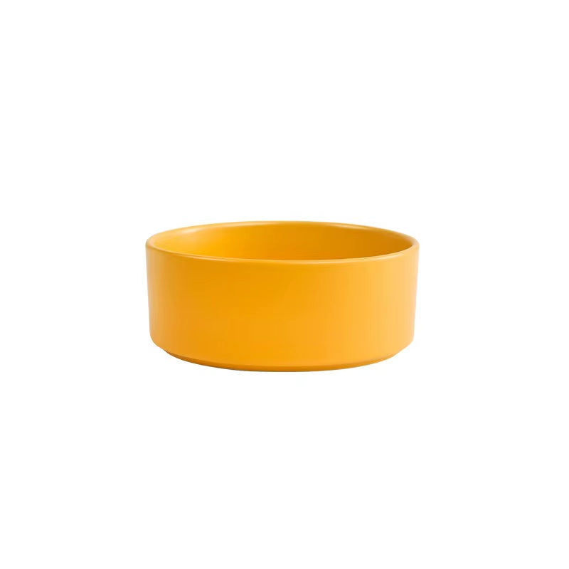 Ceramic Elevated Pet Bowl - Ergonomic Wooden Rack for Cats & Dogs