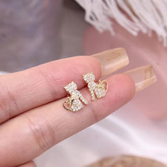 Sparkly Stud Cute Kitty Earrings