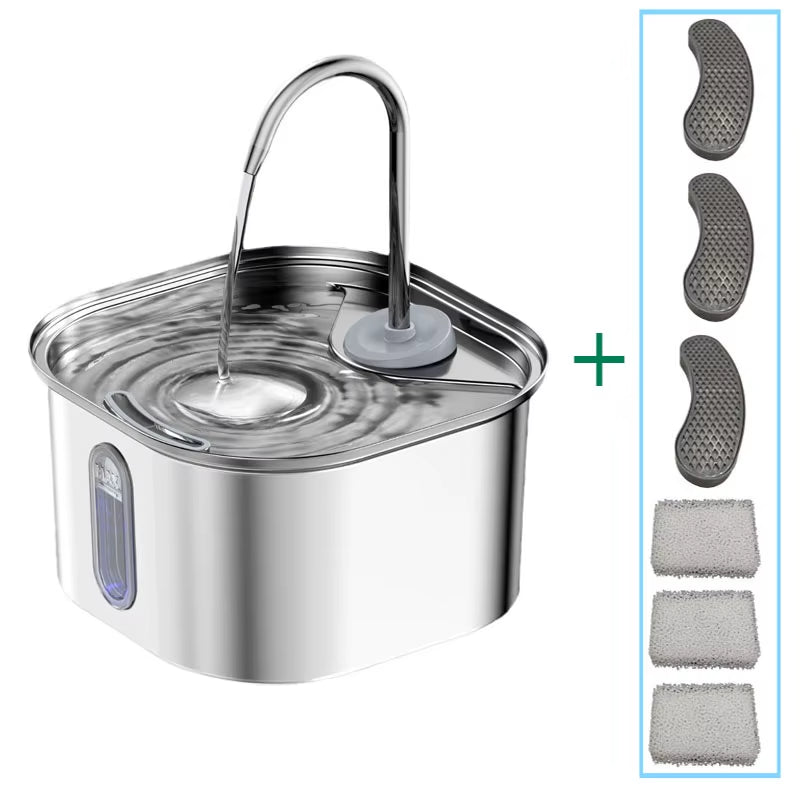 Stainless Steel Automatic Cat Water Fountain with USB Electric Ultra-Quiet Pump - Pet Water Dispenser for Cats and Dogs