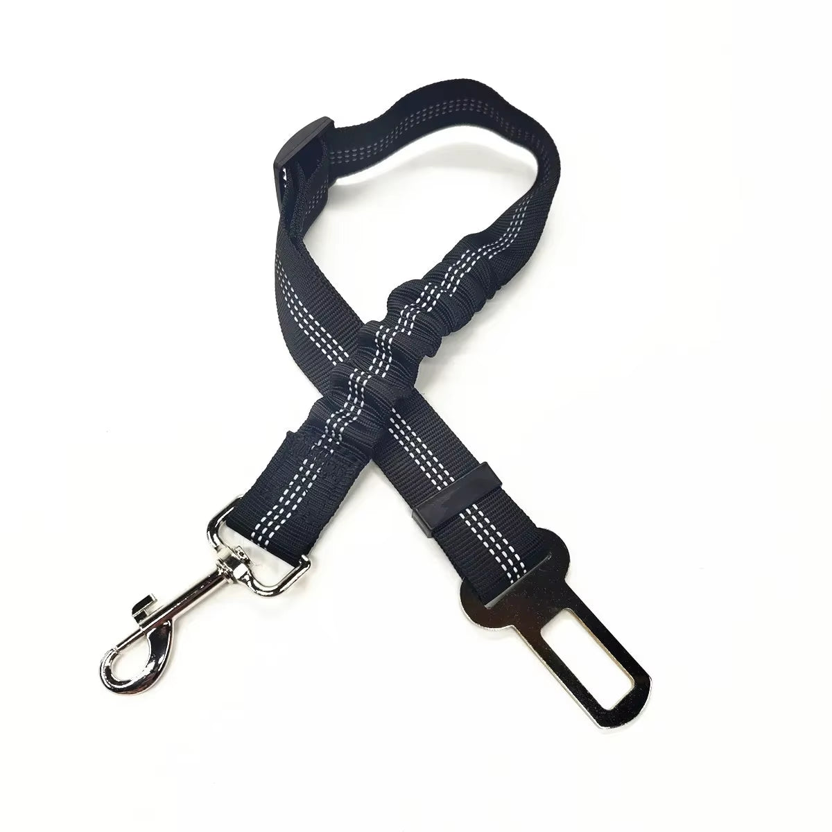 Adjustable Reflective Dog Car Seat Belt Harness with Cushioning and Elasticity for Safe Travel
