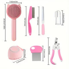 8 Pcs Pets Grooming Kit - Brush Pet Nail Clippers Files Comb And Brush