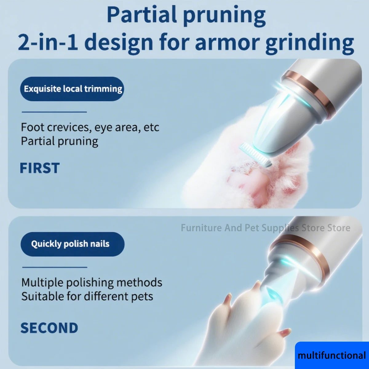 2-in-1 Pet Nail Trimmer and Grinder for Dogs and Cats