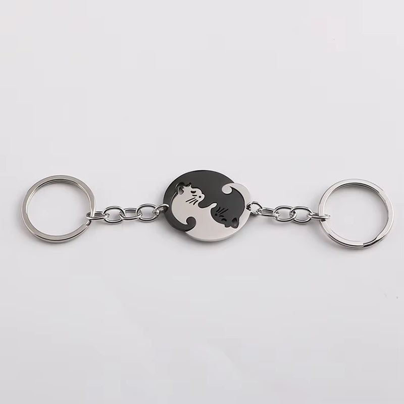 Cute Cat Keychain Stainless Steel 
