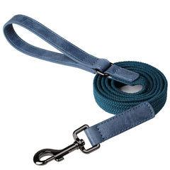 5ft Durable Nylon Dog Leash with Soft PU Leather Handle – Strong Walking Lead for Small Medium and Large Dogs