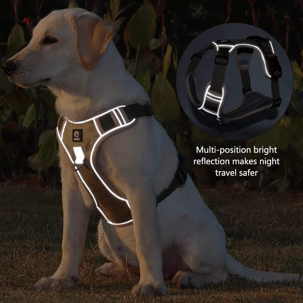 Dog Harnesses Pet Collar Labrador Army Reflective Adjustable Harness Oxford Cloth Vest Training Hound Walk Medium Large Dog
