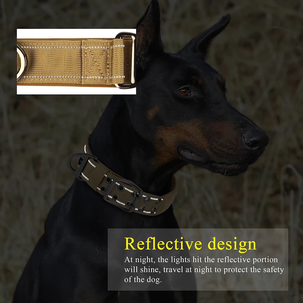 Tactical Military Dog Collar Adjustable Nylon Dog Collar Durable for Medium Large Dogs German Shepherd Training Hunting