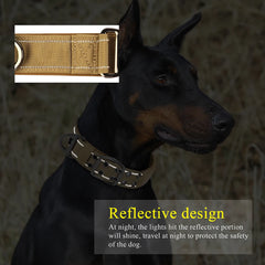 Tactical Military Dog Collar Adjustable Nylon Dog Collar Durable for Medium Large Dogs German Shepherd Training Hunting