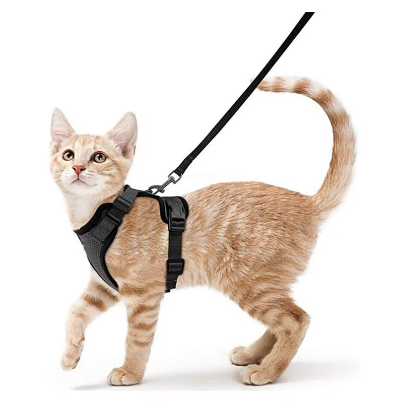 Cat Harness and Leash Set for Walking - Escape-Proof Adjustable Soft Vest Harness for Cats with Easy Control