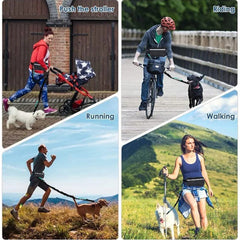 Hands‑Free Reflective Dog Leash – Adjustable Elastic Waist Belt & Traction Rope for Running and Walking