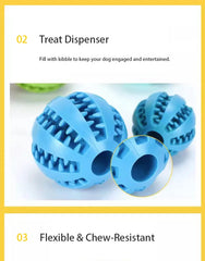 Interactive Dog & Cat Treat Ball - Natural Rubber Dental Chew & IQ Toy