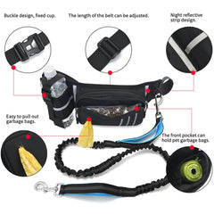 Bungee Waist Dog Leash – Hands‑Free Running & Walking Belt with Fanny Pack, Shock‑Absorbing Lead for Medium & Large Dogs