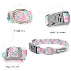 Premium Braided Nylon Rope Dog Leash and Collar Set - Heavy-Duty Adjustable Climbing Rope Pet Lead with Quick-Release Safety Buckle for Small, Medium, and Large Dogs