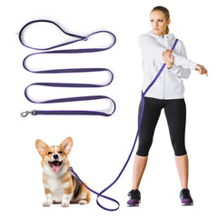 Hands Free Double Handle Dog Leash Adjustable Running Crossbody Leash Waist Belt, Multifunctional for Big Medium Pet Walking