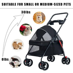 Pet Stroller Dogs Cats Teddy Bear Baby Stroller Small Pet Stroller Light and Foldable Suitable Outdoor Travel Dog Cat Supplies