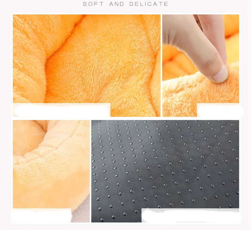 Pet Bed Warming Small Dog House Soft Sofa Donut Cat Bed Warming Indoor round Pillow Kennel Cuddler Faux Fur Puppy Mat Dog Beds