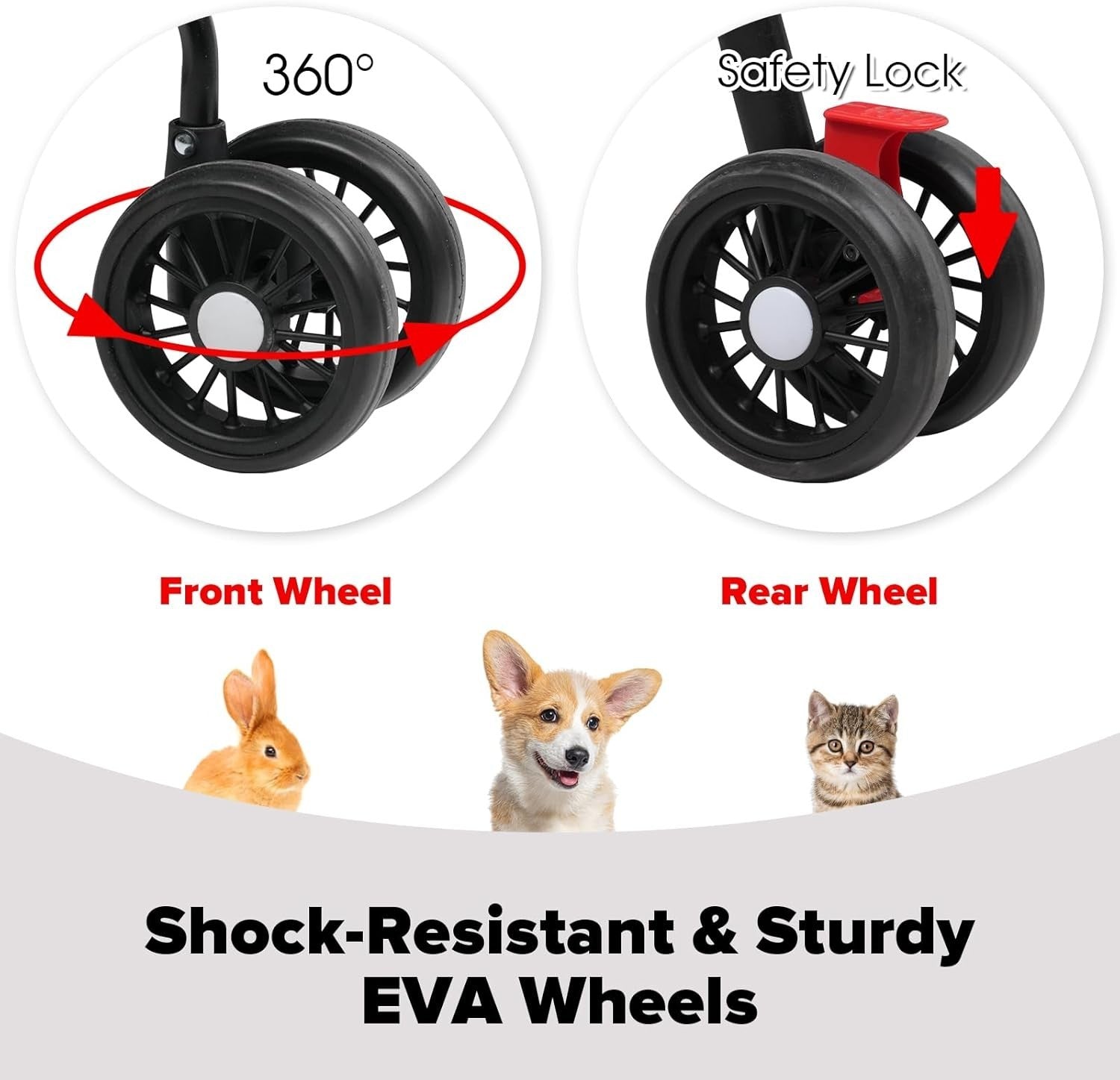 3 in 1 Folding Dog Stroller, Pet Stroller for Small/Medium Dogs, Cat Stroller W/