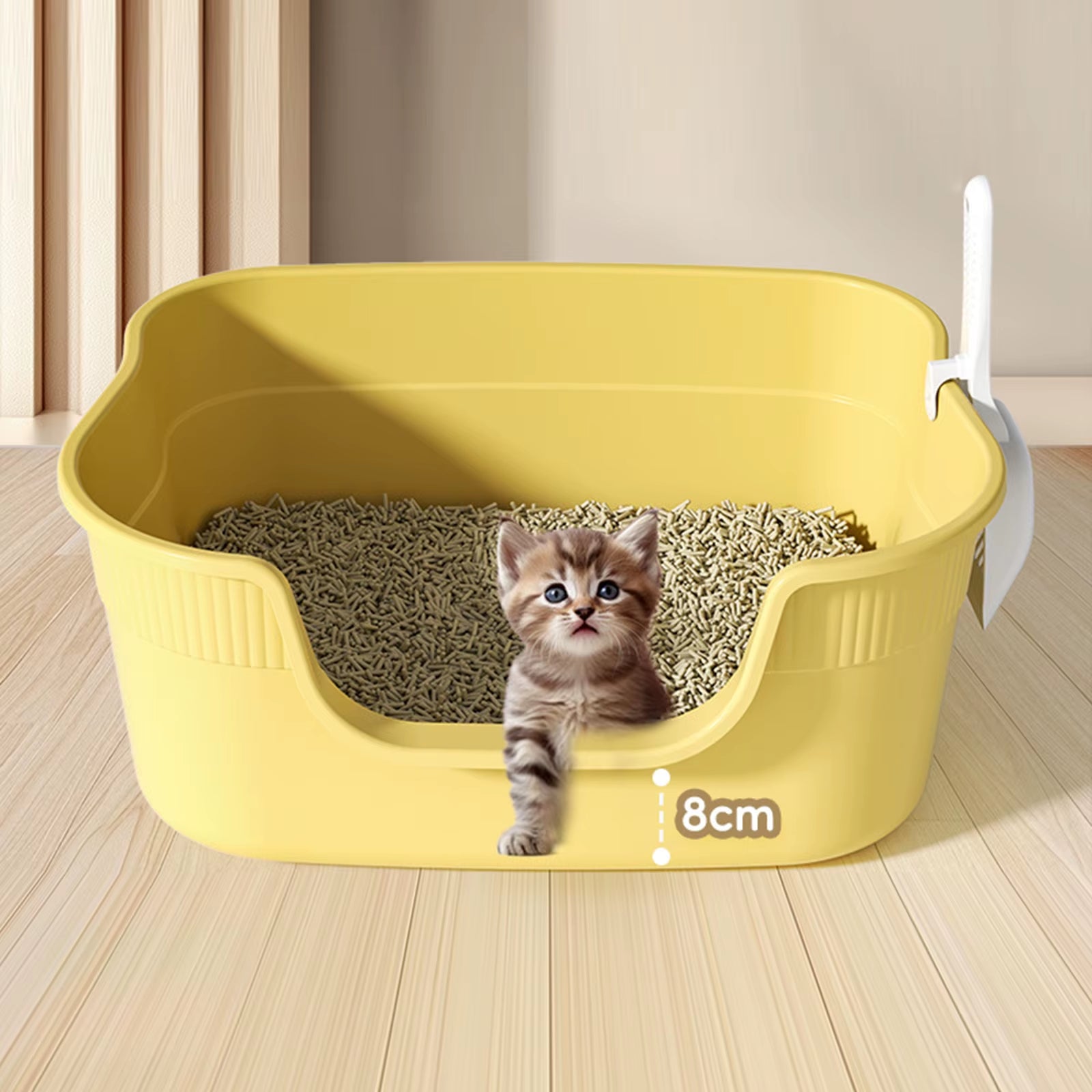 Semi Enclosed Cat Litter Box anti Splashing Cat Toilet Sand Box with Litter Shovel Pet Bedpan Tray Pet Cleaning Supplies