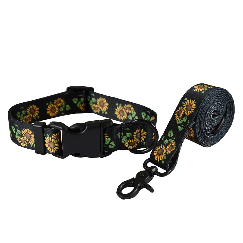 Plastic Release Buckle Dog Leash and Collar Set Nylon Printed Pet Collar Pet Supplies Retailing Fashion Handmade French Bulldog