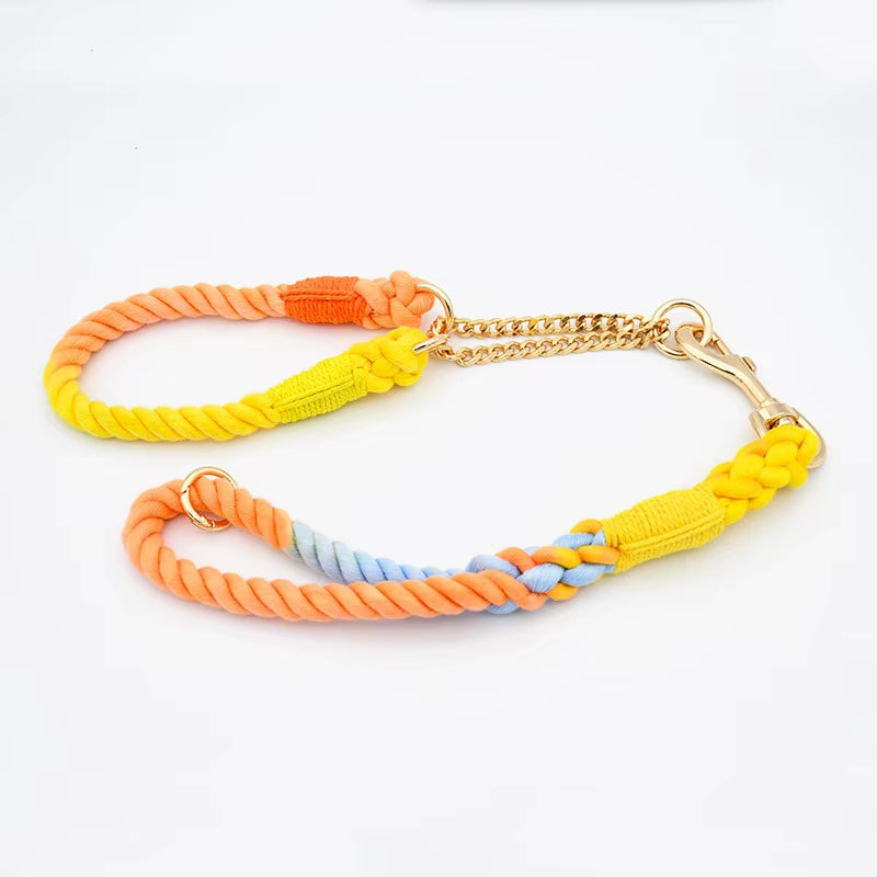 Loudik Wholesale Short-Pull Large Dog Rope Explosion-Proof Pet Traction Rope P-Chain Collar Set Medium and Large Dog Supplies