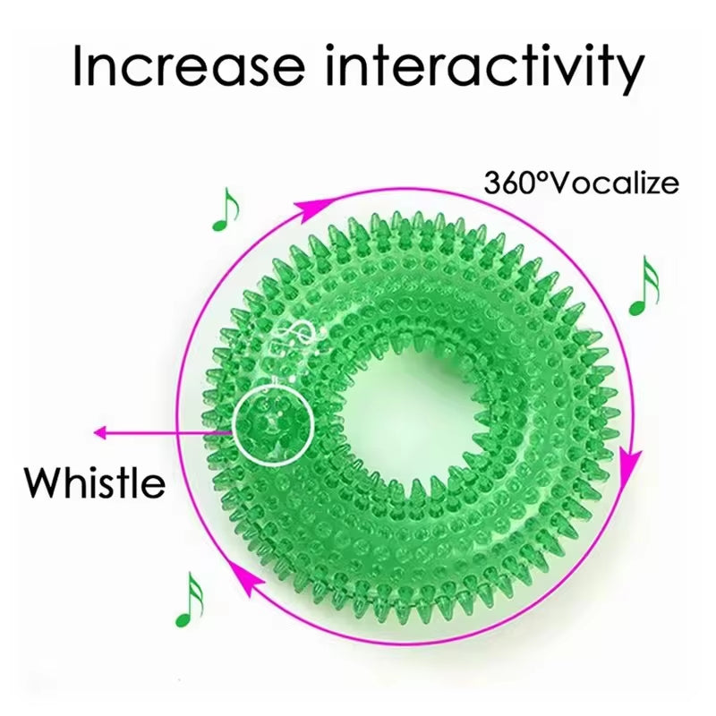 Dog Chew Toy Durable Squeaky Thorn Ring