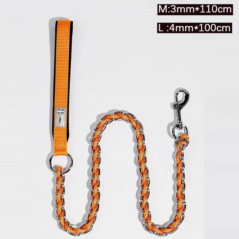 Walking Dog Leash with Continuous Bite Resistance P-Chain P-Shaped Rope Collar anti Bite Break Medium-Sized Large Dog Pet Chain