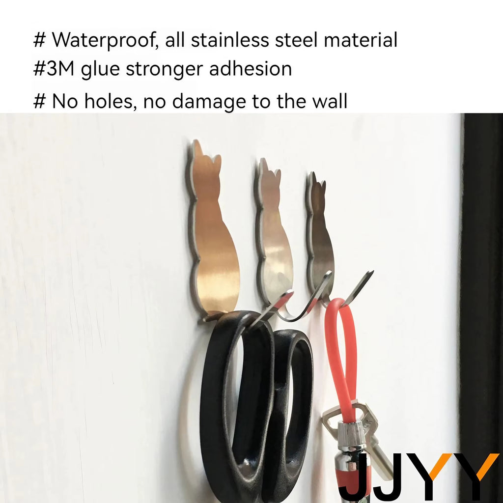JJYY 2PCS Waterproof Strong Adhesive Hooks for Bathroom Plastic Cat Wall Sticker Wall Door Hanger for Kitchen Towel Hook