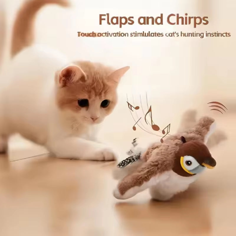 Hot Simulated Bird Cat Toy Interactive Toys Dog Rechargeable Chirping Flapping Bird(No Flying) Touch Activated Plush Pet Toy