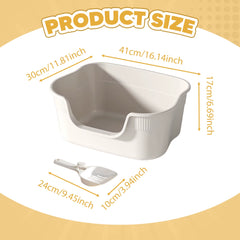 Semi Enclosed Cat Litter Box anti Splashing Cat Toilet Sand Box with Litter Shovel Pet Bedpan Tray Pet Cleaning Supplies