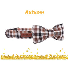 Cotton Fabric Dog Collar with Bow Tie
