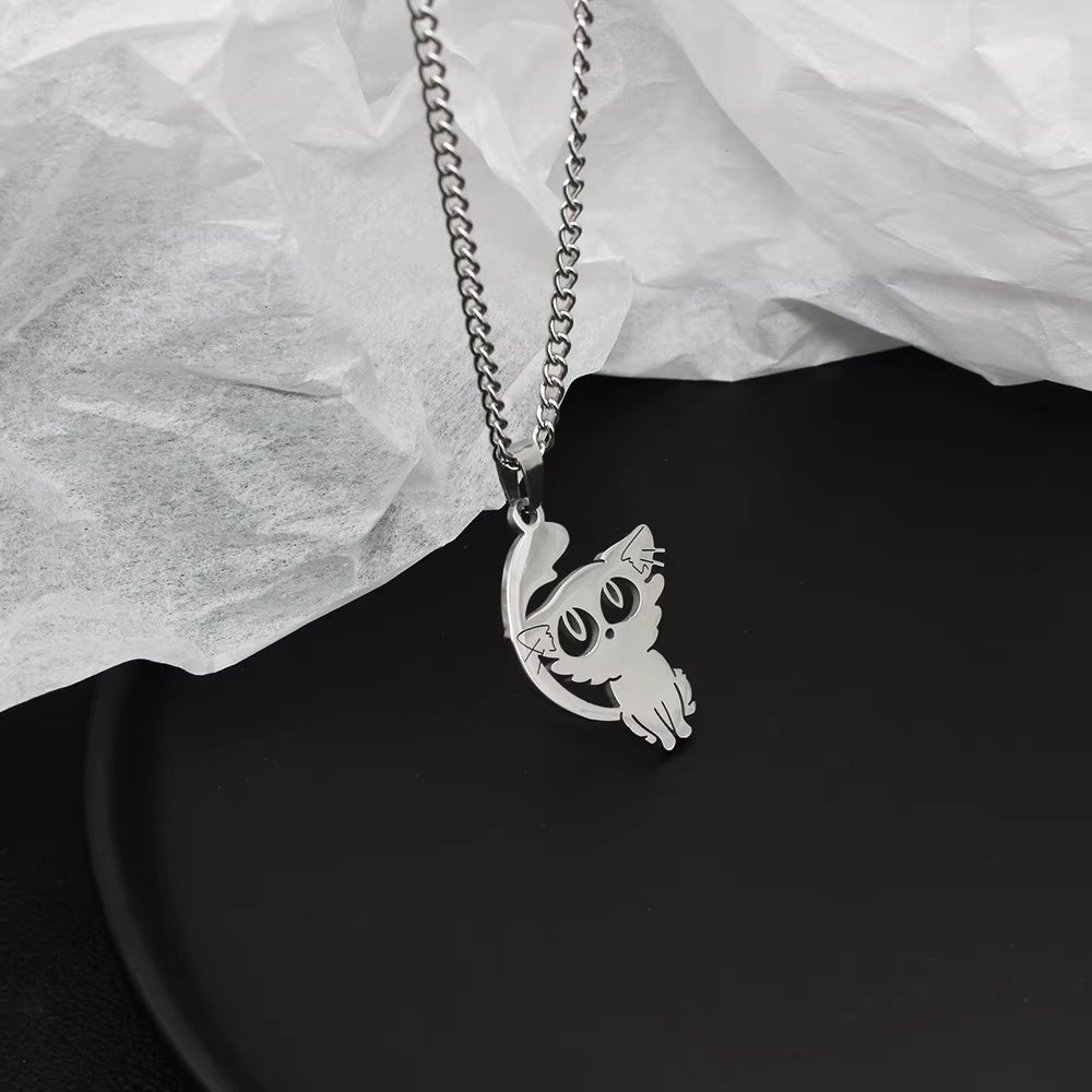 Daijin Cat Pendant Necklace - Anime-Inspired Titanium Steel Jewelry for Couples and Cosplay Enthusiasts
