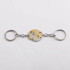 Cute Cat Keychain Stainless Steel 