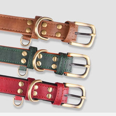Adjustable Leather Dog Collar – Soft Padded Anti-Strangulation Design with Metal Snap, Cute Red Solid Color Pet Collar