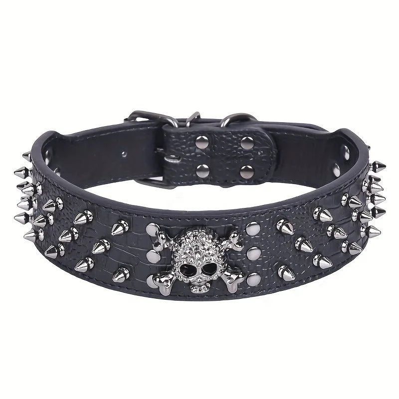 Skull Pet Collar Color round Head Nails Dog Collar Skull Rivets Decorative Dog Collar