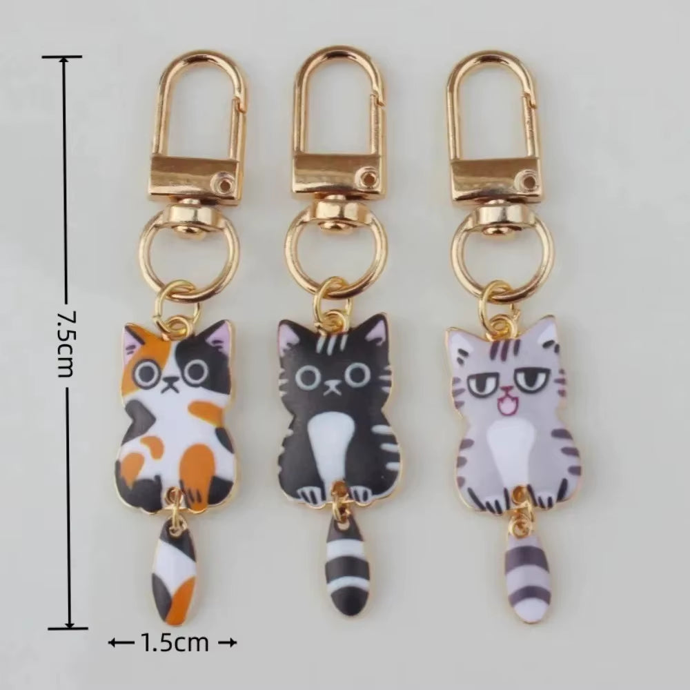Elegant Keycat Valentine Keychain - Charming Small Animal Metal Keyring and Bag Pendant Gift