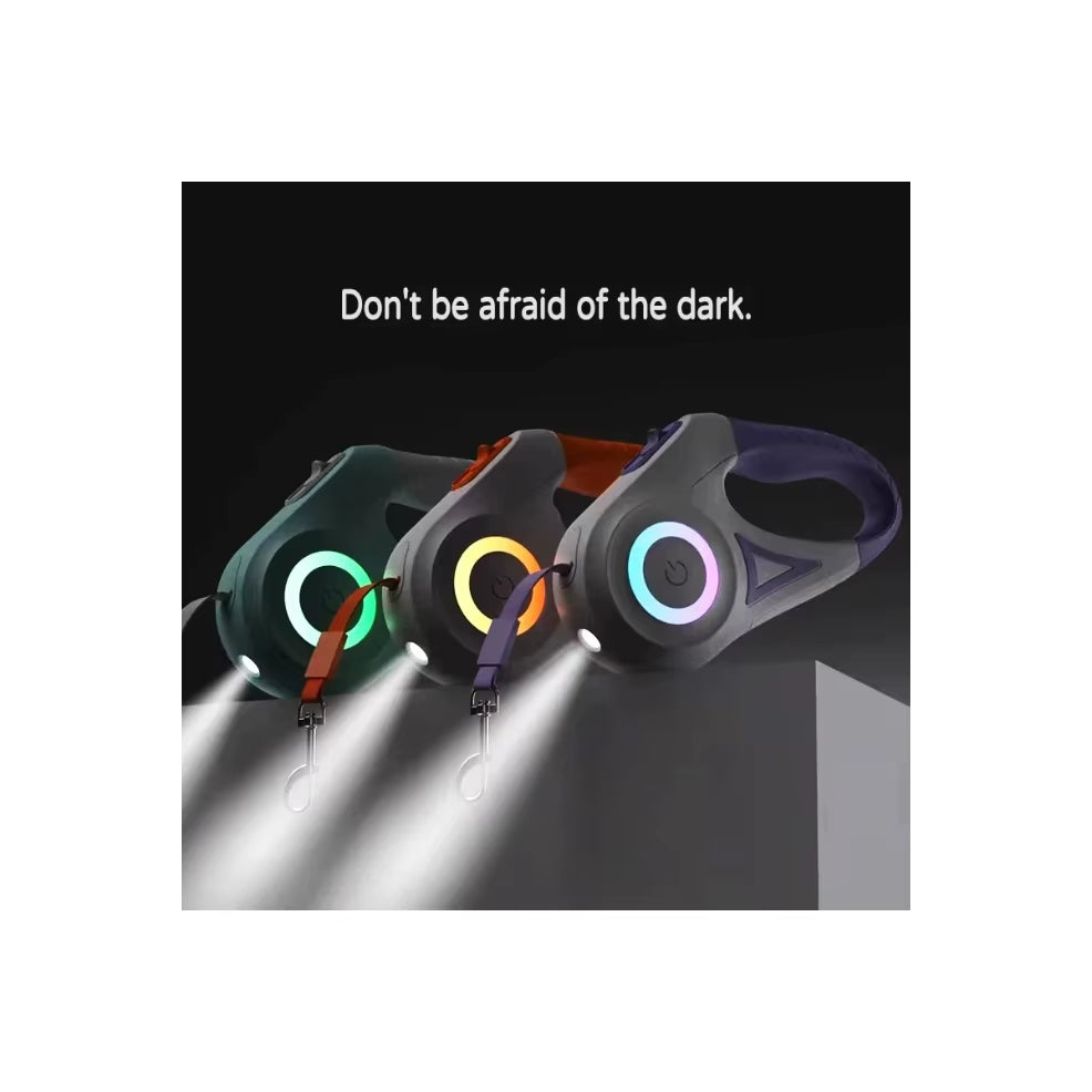 LED Retractable Dog Leash with Light for Puppies Small Medium Big Dogs Cats Pet Harness Straps Collar Accessories 3M 5M Roulette