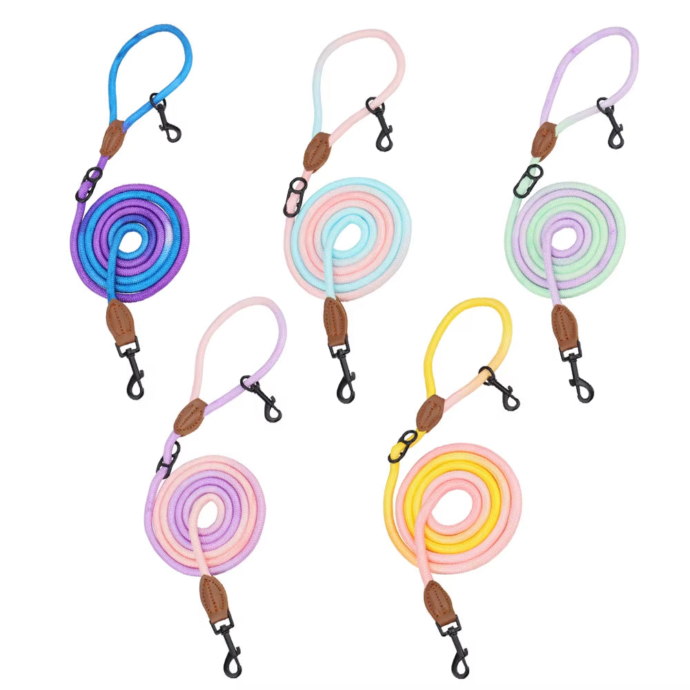 Double Head Crossbody Pet Leash – Adjustable Round Rope Lead for Dogs & Cats (235cm)