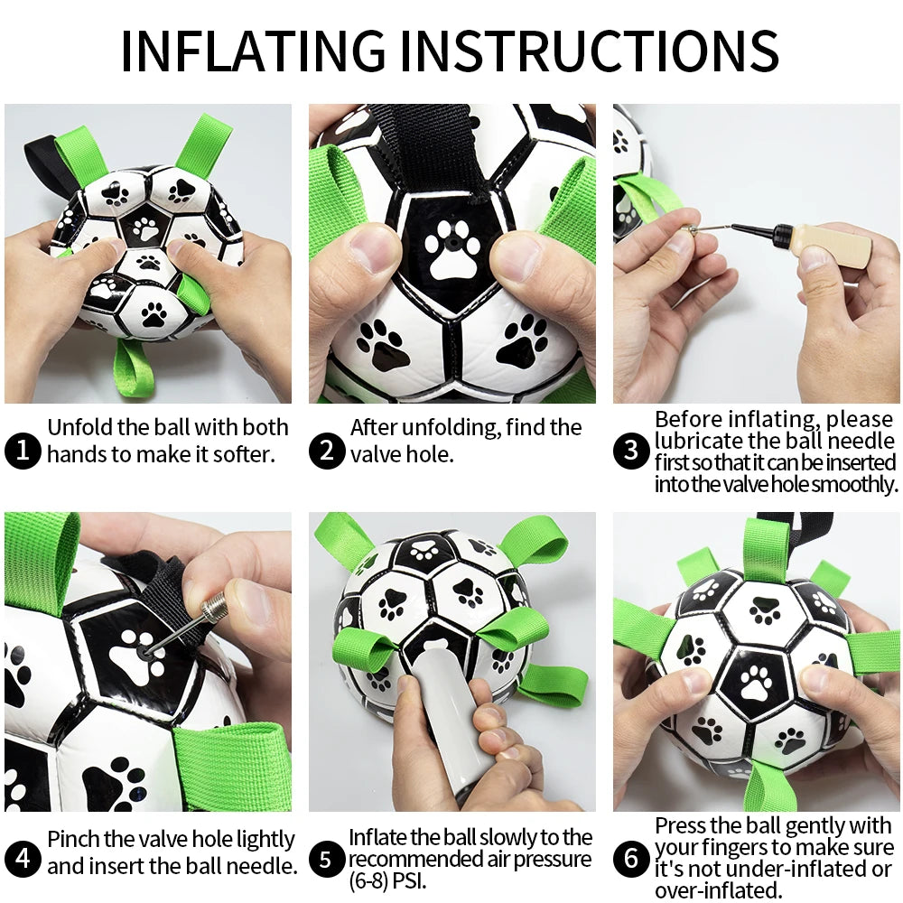 Interactive Dog Soccer Ball with Tug Straps