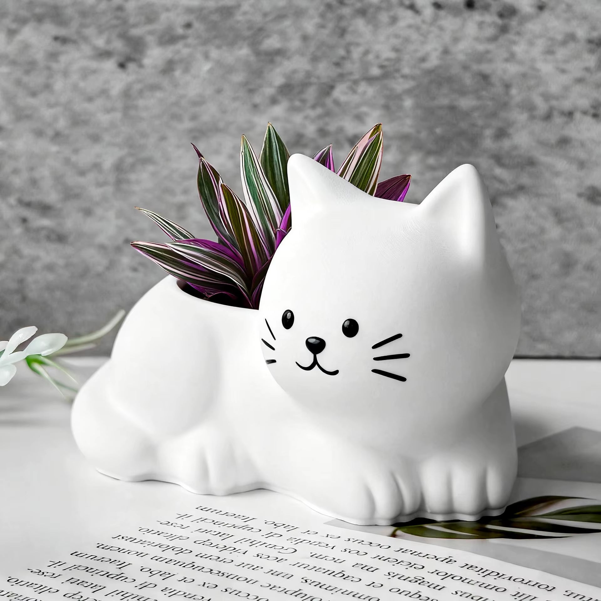 Cute Cat Ceramic Planter – Whimsical Indoor Pot for Succulents & Houseplants
